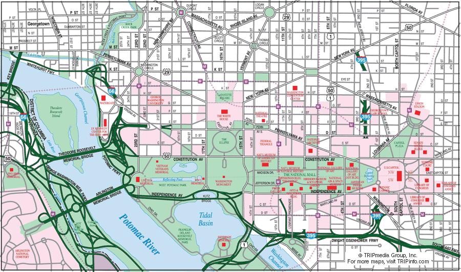 ਵਾਸ਼ਿੰਗਟਨ downtown ਨਕਸ਼ਾ