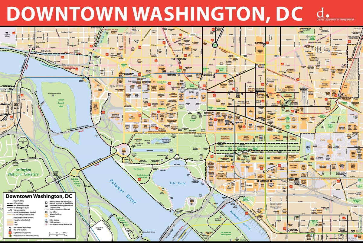 ਨਕਸ਼ਾ downtown ਦੇ ਡੀ. ਸੀ.