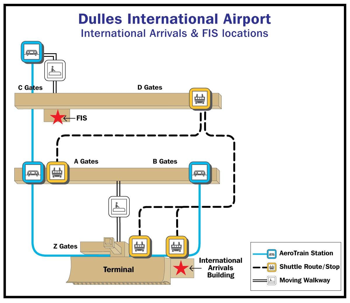 dulles ਹਵਾਈ ਅੱਡੇ ਦੇ ਗੇਟ ਦਾ ਨਕਸ਼ਾ